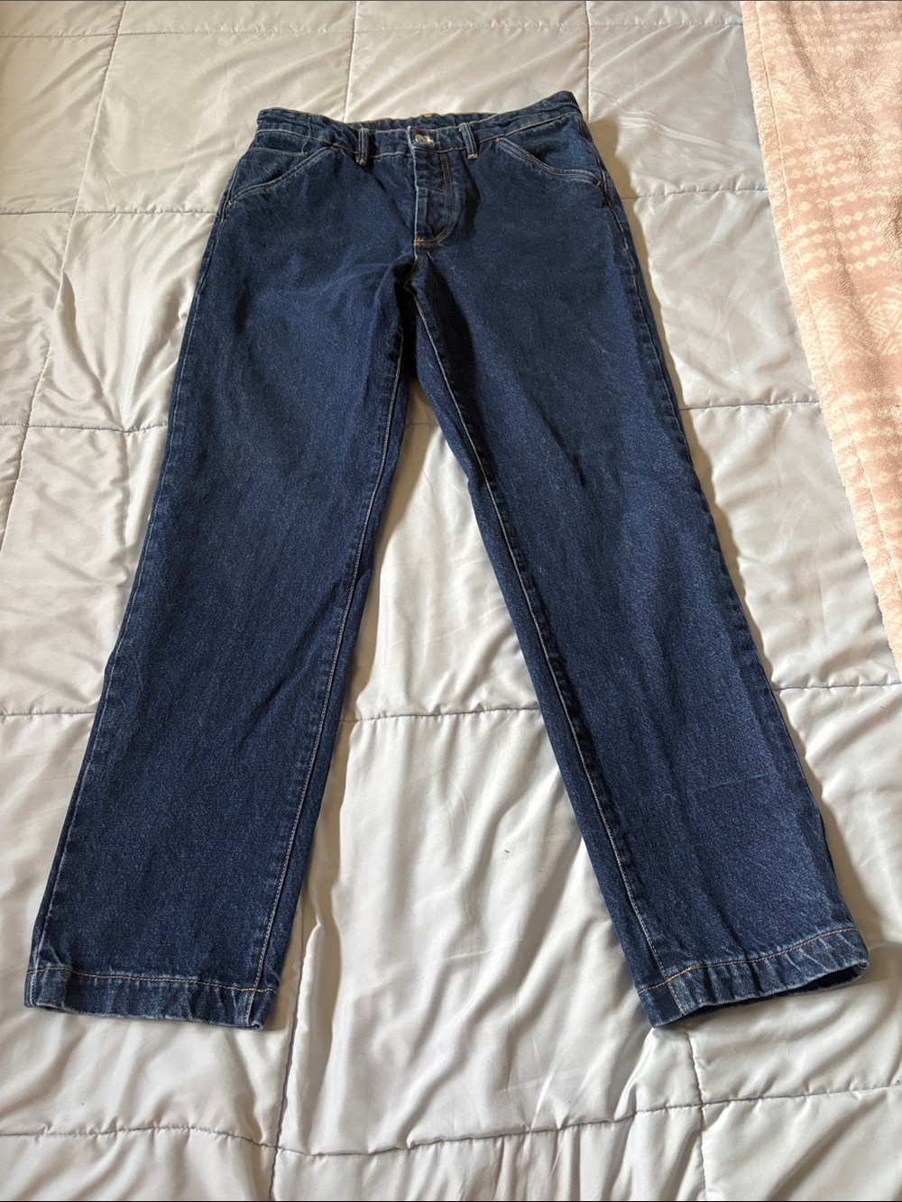 Zara Men's Straight Jeans in Dark Blue